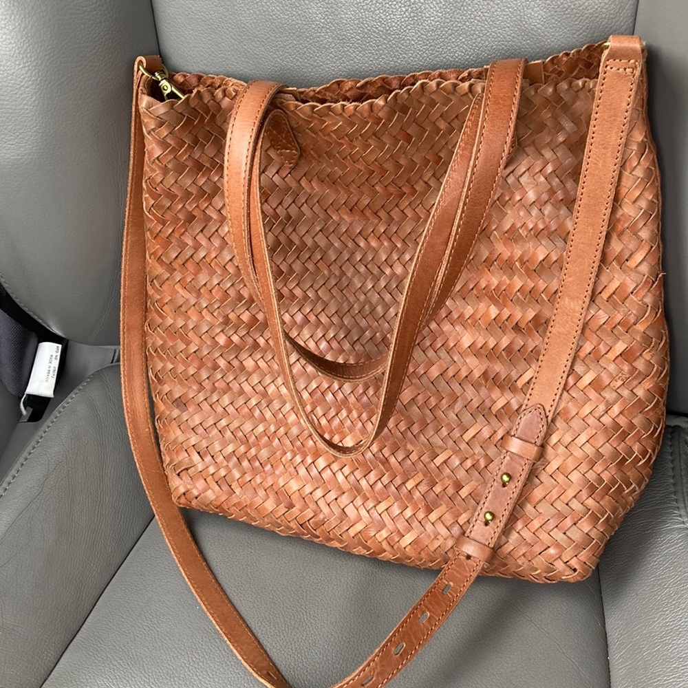 Madewell J. Crew leather woven shoulder tote bag crossbody purse